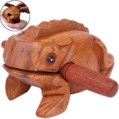 Lubonarie Wooden Frog Mini Guiro Drum Percussion Instrument - Frog Croaking Sound - Lucky Charm - Thai Style - XXL: 14cm x 8cm (XXL)