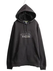 【お得なクーポン配布中!】 ノースフェイス フェルト プリント スウェット フード パーカー メンズ L 古着 The North Face プルオーバー トレーナー 黒 ヘビーウェイト