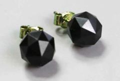 【天然ジェット】ミラーカット 10mm オフタイム ピアス【ネコポス発送】