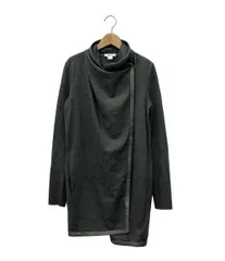 HELMUT LANG 黒 ロングカーディガン S ヘルムートラングHELMUT LANG レザーパイピングボタンレス