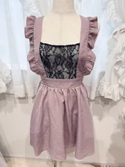 アンクルージュ くすみピンクエプロン風レースワンピース JSK 地雷系 量産型