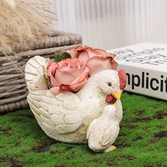 鉢植え 植木鉢 プランター プラントポット フラワーポット ガーデニング ニワトリの親子 屋外 装飾 インテリア 庭 玄関 観葉植物 多肉植物