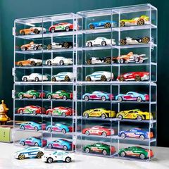 heizi トミカケース ミニカー 収納 1/64 アクリル ディスプレイ ミニカーケース 32台 8マスx4個(クリア,  32台(8マスx4個))
