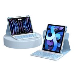 iPad Air5Air4Pro11 20222021_ブルー 磁気吸着 iPad Air 第5世代 Air 第4世代 iPadPro11 キーボード ケース 縦置き 背面透明カバー 取り外し iPad Air5 Air4 分離式 キーボード付き マグネット