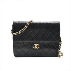 良品 CHANEL シャネル ココマーク マトラッセ ラムスキン チェーン ショルダー バッグ 肩掛け ブラック プッシュロック レディース k5745
