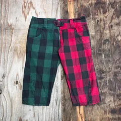 CARENNA カレナ クレイジーチェック 半端丈 パンツ ハーフ 五分丈 バッファロー ブロック パンク VINTAGE 古着 Y2K MG169