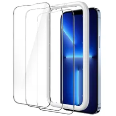 【新着商品】全面保護フィルム 6.7インチ用) 強化ガラスフィルム Max ガイド枠付き Pro ケースに干渉なし (13 HDクリア iPhone13ProMax 3枚セット JEDirect