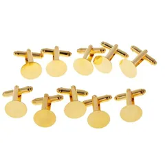 Freneci 10個 ゴールド ブランク 15mm パッド グルー カフリンクス パーツ, ゴールド