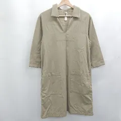 ◇ ⊂ MHL. エムエイチエル キーネック ウール、綿混合 長袖 膝丈 ワンピース サイズⅡ カーキ系 レディース E  【1507030005658】のサムネイル
