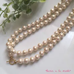 コットンパール×ホワイトビーズ ＊ ロングネックレス