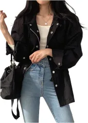 Lilly chocolate リリー ショコラ アウター レディース 春 上着 ミリタリージャケット カラー(ブラック,  M)