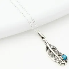 シルバー925製ネックレス ペンダント フェザー 羽根 男女兼用 ペアにも ユニセックス メンズ レディース インディアンジュエリー ネイティブアメリカン メール便 送料無料 プレゼント 秋冬 大人気