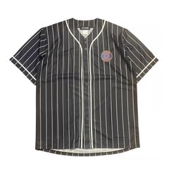 【新品・未使用】re:create BASEBALL SHIRTS (Two sides of the same earth) BLACK STRIPE リクリエイト ベースボールシャツ ブラック ストライプ
