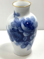 美品 OKURA 大倉陶園 花瓶 花器 ブルーローズ 金彩 高さ約36cm 陶器