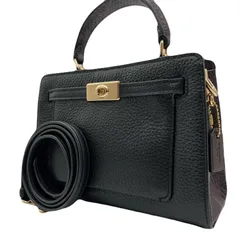 新品未使用保管品<!-利用不可文字-!>COACH コーチ ハンドバッグ ショルダーバッグ 2way 手提げ 肩掛け 斜め掛け ターンロック トップハンドル ゴールド金具 レザー シボ革