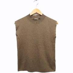 ロペピクニック ROPE Picnic ニット カットソー ラメ混 シンプル 切替リブ ノースリーブ モックネック 38 ブラウン 茶 /HT33