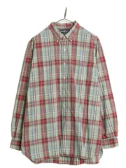 【お得なクーポン配布中!】 90s ポロ ラルフローレン チェック 3点留め 長袖 ボタンダウン シャツ メンズ XL / 90年代 オールド 長袖シャツ マルチカラー ワイシャツ