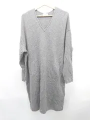 ◇ ⊇ IENA イエナ Vネック 長袖 膝丈 ニット ワンピース 表記なし グレー レディース P  【1409090039003】