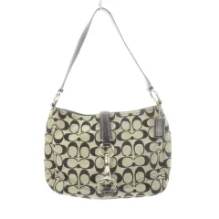 コーチ COACH ワンショルダーバッグ ハンドバッグ 肩掛け キャンバス レザー シグネチャー 黒 ブラック ベージュ F13067 /AH16 ■GY11