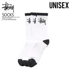 STUSSY ソックス 靴下 3足セット ステューシー GRAFFITI CREW SOCK 3 PACK グラフィティ クルー ソックス 3Pセット 靴下 ユニセックス メンズ レディース ホワイト ブラック ST791023 WHITE/BLACK