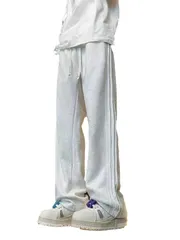 [ReiLuana] ジャージ スウェット 無地 男女 兼用 ズボン パンツ ロング ゆったり 体型 カバー (JP, アルファベット, M, グレー) [グレー] [M]