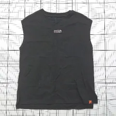 ◇ ⊃ UNIVERSALOVERALL ﾕﾆﾊﾞｰｻﾙｵｰﾊﾞｰｵｰﾙ ロゴ入り シンプル 半袖 ノースリーブＴシャツ サイズＦ ブラック系 レディース E  【1508200029429】