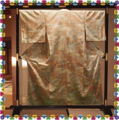 【洗える着物】桃色に京絵巻模様の着物