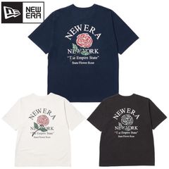 新品 NEWERA ニューエラ 正規品 半袖 Tシャツ ティーシャツ 半袖Tシャツ バックプリント ロゴ バラ 薔薇 ユニセックス メンズ レディース 白 オフホワイト 紺 ネイビー チャコール スミクロ
