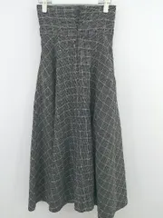◇ ◎ mysty woman ミスティウーマン ベルト付 チェック ロング フレア スカート サイズF グレー系 レディース P  【1302010024175】