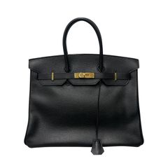 【HERMES】エルメス バーキン35 ハンドバッグ アルデンヌ レディース □E刻印 2001年製造 ブラック 黒 ゴールド金具