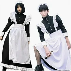 メンズ メイド服 大きいサイズ メイド コスプレ コスチューム 男性用 衣装 ハロウィン 仮装 メイド服 ロング コスプレ衣装 メイド イギリス風 フリル クラシカル 4点セット エプロン カチューシャ コスチューム ハロウィン レディース メンズ 可愛い