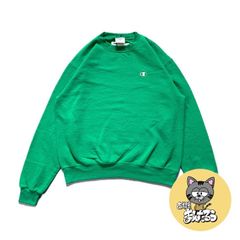 90s 古着 チャンピオン スウェット 刺繍ロゴ グリーン M
