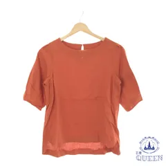 ☆美品☆ トップス ブラウス 五分丈 ノーカラー レディース レッド S 麻 901-3806 送料無料