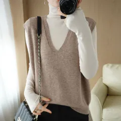 ☆ ベージュ ☆ XL ☆ ニットベストノースリーブ レディース ニットベスト ノースリーブ レディース ニット ベスト 重ね着 ニットチョッキ チョッキ レイヤード レディースベスト セーター Vネック プルオーバー きれいめ 袖なし 上品 無地