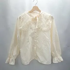 ◇ ⊂ ems excite エムズエキサイト 襟 レース 長袖 ブラウス サイズF アイボリー系 レディース E  【1501230039772】