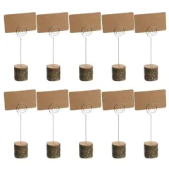 カードスタンド 木製 卓上 10個入り 天然木 カードクリップホルダー メモスタンド 名刺 写真立て 丸太 卓上スタンド メモホルダー 切り株