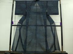 未使用 正絹 風通紗 夏 銀彩 葉文様 しつけ糸付 絽 長襦袢 2点セット