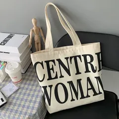 英字ロゴ 帆布 シンプルトートバッグ 大容量 韓国