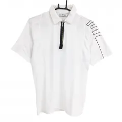 【超美品】アディダス 半袖ポロシャツ 白×黒 袖下切替 ハーフジップ メンズ L/G ゴルフウェア adidas