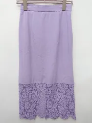 ◇ ⊂ FRAY I.D フレイ アイディー レース 切替 膝下丈 タイト スカート サイズF ラベンダー レディース P  【1409250043949】