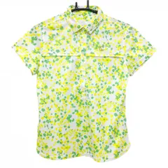 【超美品】キャロウェイ 半袖ポロシャツ 白×イエロー 総柄 花 レディース M ゴルフウェア Callaway