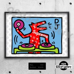 LOUIS VUITTON type A4額装済オマージュアートインテリアポスター.#80★キースへリング・DJ・ルイヴィトン