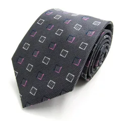 シャルル・ジョルダン ブランド ネクタイ 小紋柄 スクエア柄 シルク イタリア製 PO メンズ グレー CHARLES JOURDAN 【中古】