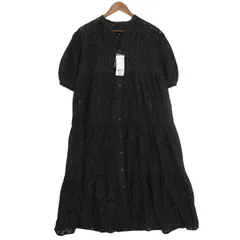 【新品 未使用】 VIS ビス 春夏★ 刺繍 花柄 シャツ ティアード ワンピース Sz.F レディース 黒