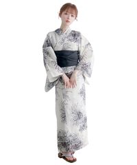 HANAE MORI きものやまと 洗える着物 小紋 単衣 アイボリー 大輪花柄 