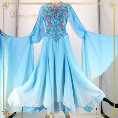 日本製 社交ダンス衣装】ブルー Chacott チャコット ワンピース ドレス