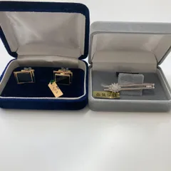 カフスリンクス（オニクス）　タイピン（オパール）セット