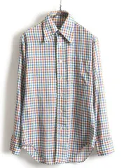 70s ビンテージ ■ ギンガム チェック 長袖 シャツ ( メンズ M ) 古