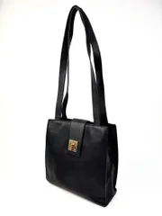 セリーヌ CELINE ターンロック ロゴ エンボスレザー トートバッグ ブラック オールド MC97/2 肩掛けバッグ ショルダーバッグ ビンテージバッグ ビジネスバッグ ブラック