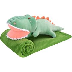 ワニ ブランケット ぬいぐるみ ひざ掛け 収納 抱き枕 癒し系 ふわふわ やわらか クッション( グリーン)
